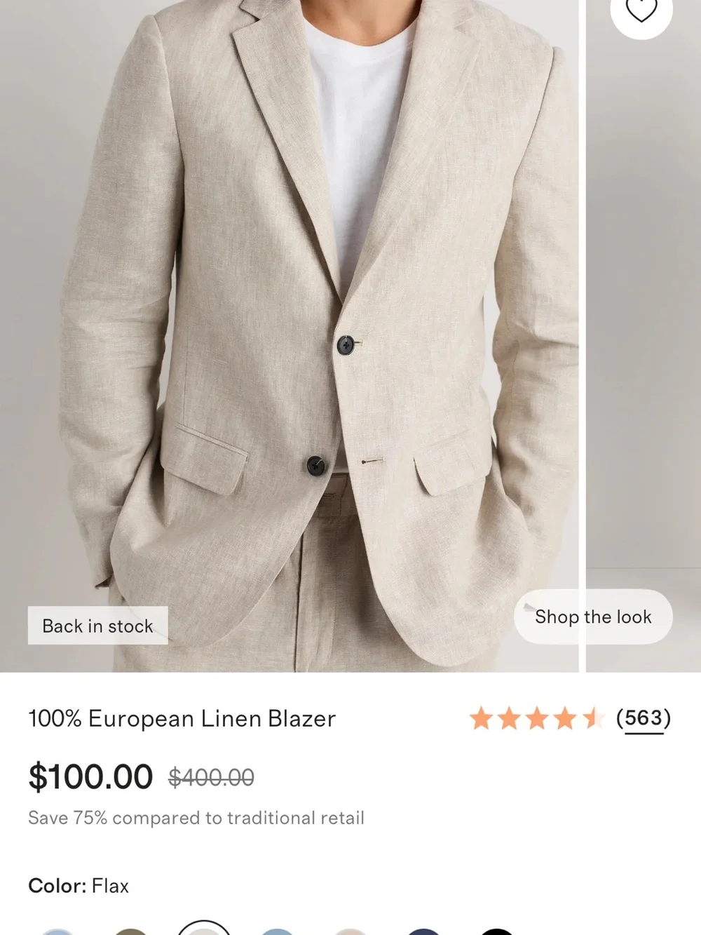 Quince FLAX Linen blazer - Two-Button Blazer